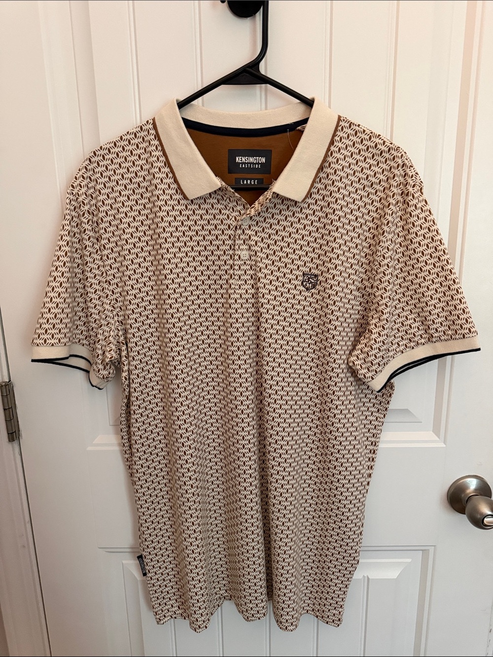 Men's Beige Patterned Polo Shirt